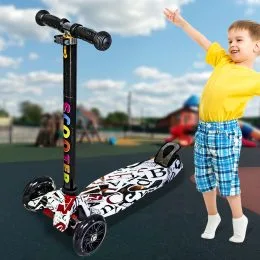 Детский трехколесный самокат PU светящиеся колеса Scale Sport Scooter Maxi Print ABC "Алфавит" (Уценка)
