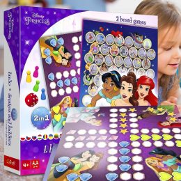Настольная  детская развивающая игра Trefl 2в1 "Лудо + Змеи" + "Лестницы" Принцессы" Disney (SB)