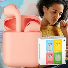 Бездротові bluetooth TWS навушники з мікрофоном HBQ InPods 12 Рожеві