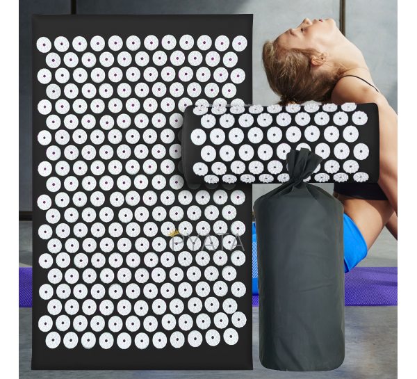Массажный акупунктурный коврик для спины С подушкой в комплекте Черный