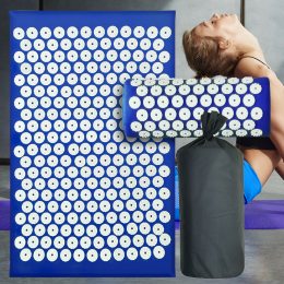 Массажный акупунктурный коврик для спины С подушкой в комплекте Синий