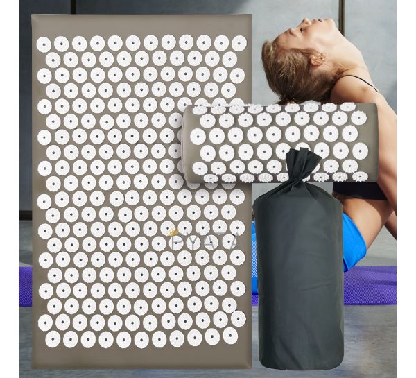 Масажний акупунктурний килимок для спини з подушкою в комплекті Бежевий