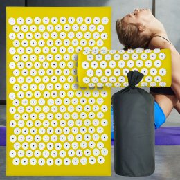 Масажний акупунктурний килимок для спини З подушкою в комплекті Жовтий