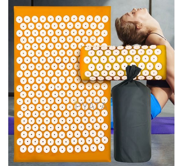 Масажний акупунктурний килимок для спини З подушкою в комплекті Помаранчевий