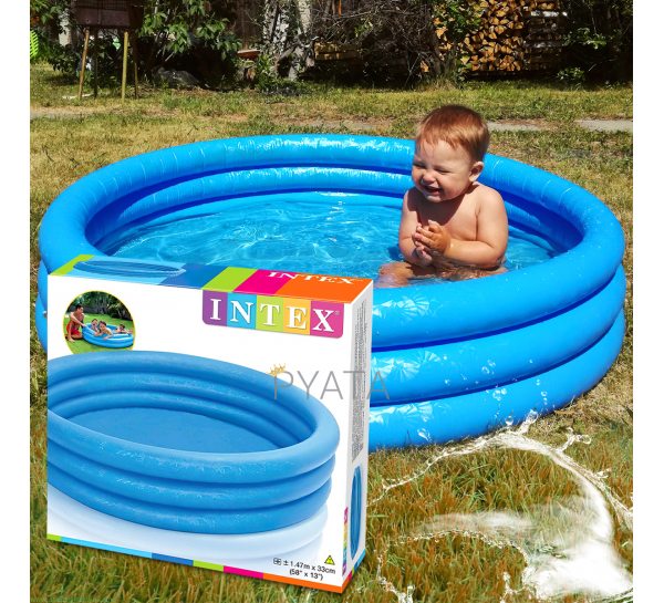 Детский надувной бассейн с надувным дном от 2 лет 147х33см Intex 58426 "Кристалл" 324л (IGR24)