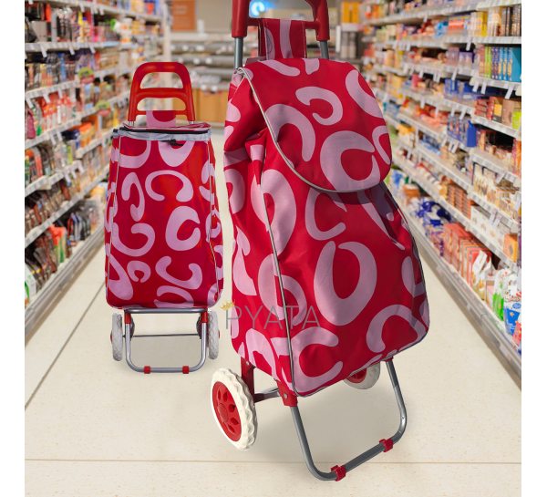 Хозяйственная сумка-кравчучка на колесиках с ручкой 85см (307C) Красная