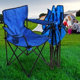 Раскладной стул Кресло-Паук для кемпинга с подстаканником в чехле Темно-Синий