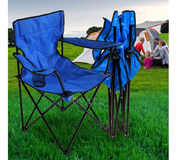 Раскладной стул Кресло-Паук для кемпинга с подстаканником в чехле Темно-Синий