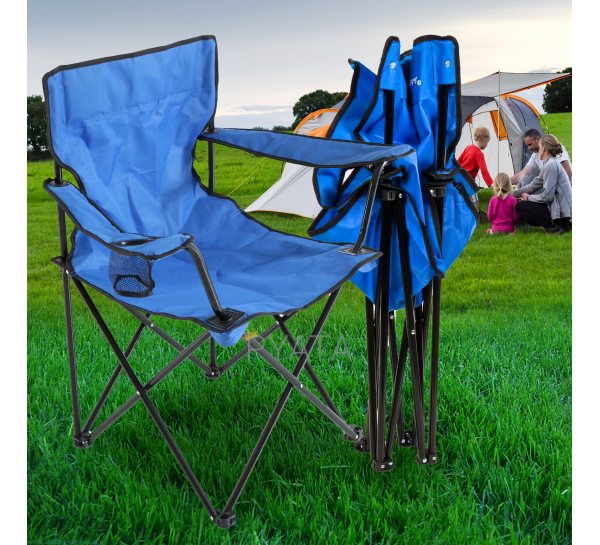 Розкладний стілець Крісло-Павук для кемпінгу з підсклянником у чохлі Синій