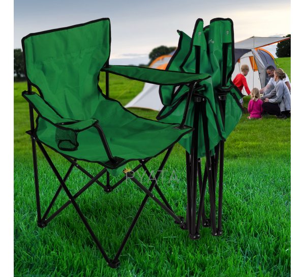 Раскладной стул Кресло-Паук для кемпинга с подстаканником в чехле Зеленый