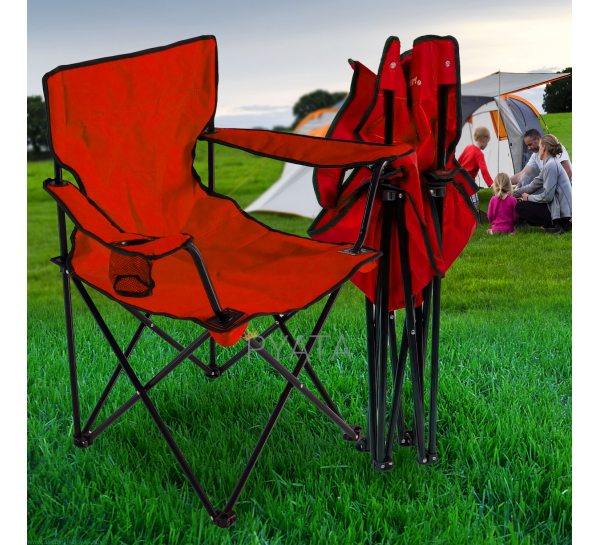 Розкладний стілець Крісло-Павук для кемпінгу з підсклянником у чохлі Червоний