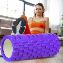 Массажный роликовый массажер для йоги и фитнеса 33х14см Фиолетовый