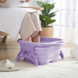 Складная пластиковая гидромассажная ванночка для ног с роликами Фиолетовая