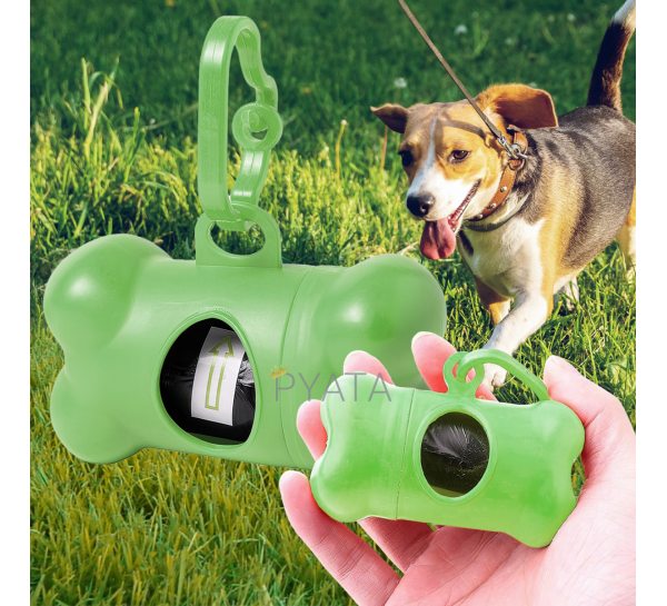Диспенсер-контейнер с пакетами для выгула собак DG-19 Зеленый