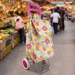 Хозяйственная сумка-тележка кравчучка на колесиках с ручкой 85см Красный цветок
