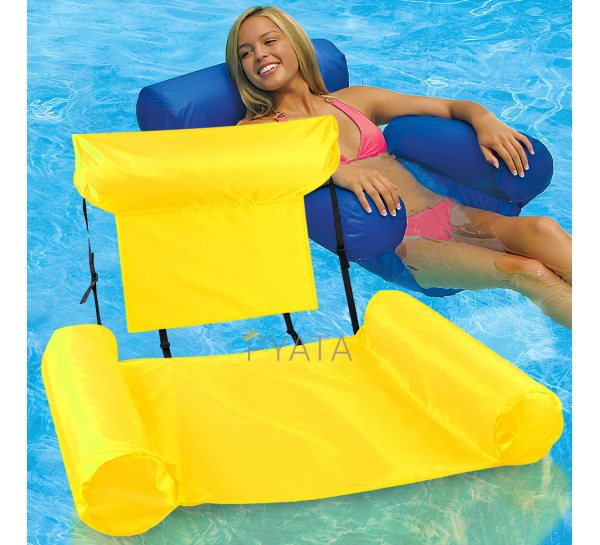 Надувное складное кресло матрас пляжный водный гамак для плавания и отдыха на воде со спинкой Inflatable Floating Bed Желтый