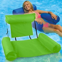 Надувное складное кресло матрас пляжный водный гамак для плавания и отдыха на воде со спинкой Inflatable Floating Bed Зеленый