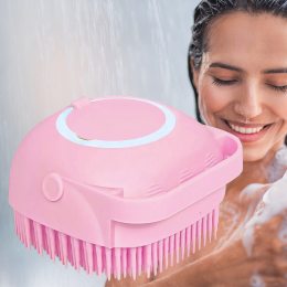 Силіконова масажна щітка мочалка для ванни Silicone Massage Bath Brush Рожева (205)