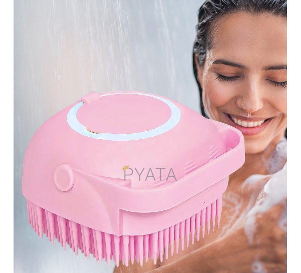 Силіконова масажна щітка мочалка для ванни Silicone Massage Bath Brush Рожева (205)