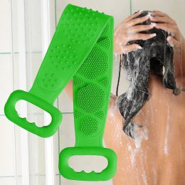 Силіконова щітка-мочалка скрабер для тіла з ручками Silicon Bath Towel Зелена