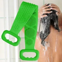 Силиконовая щетка-мочалка скрабер для тела с ручками Silicon Bath Towel Зеленая