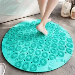 Круглий силіконовий антиковзний килимок для душу 37 см Massage Foot Rad Бірюзовий (205)