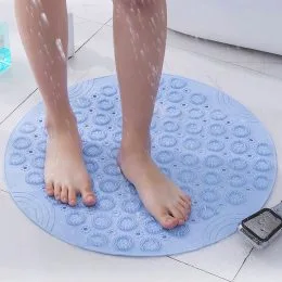Круглий силіконовий антиковзний килимок для душу 37 см Massage Foot Rad Блакитний (205)
