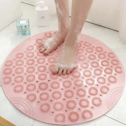 Круглий силіконовий антиковзний килимок для душу 37 см Massage Foot Rad Рожевий (205)