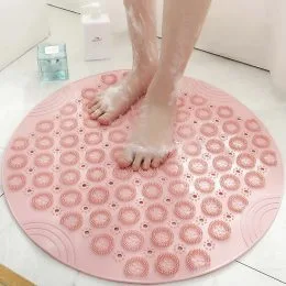 Круглий силіконовий антиковзний килимок для душу 37 см Massage Foot Rad Рожевий (205)