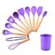 Набор кухонных принадлежностей из силикона и дерева с подставкой Kitchen Set 12 предметов Фиолетовый (HA-50)
