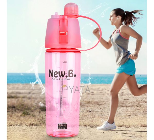 Спортивная бутылка для воды с распылителем 400 мл New B EL-078-2 Розовая