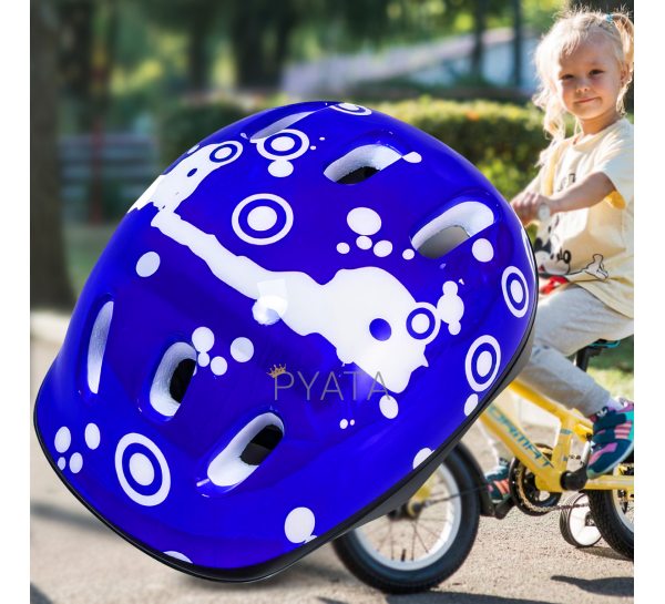 Защитный детский шлем для катания на велосипеде, скейте, роликах Happy Mondays Синий