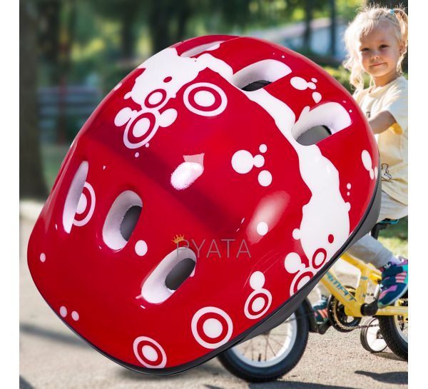 Защитный детский шлем для катания на велосипеде, скейте, роликах Happy Mondays Красный