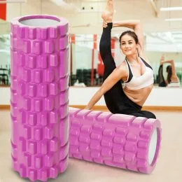 Роликовый массажер для йоги и фитнеса EVA MS 30х10 см Розовый (В)
