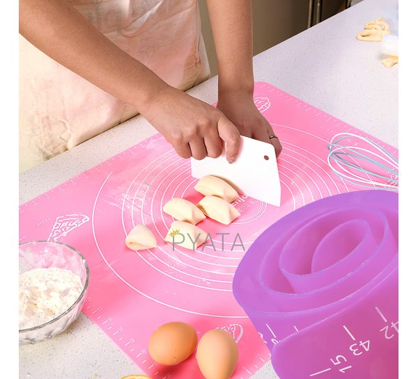 Кондитерський силіконовий килимок для розкочування тіста та випічки 70х70 см EL-1294 Рожевий (237)