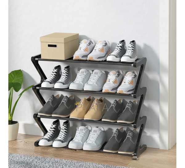 Полиця стійка-органайзер для взуття на 4 полиці New Z-Shaped Shoe Rack Сірий (2742)