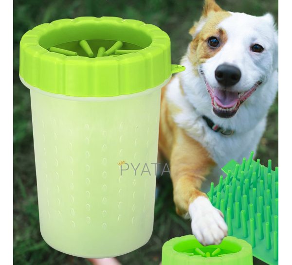 Силіконова лапомийка-стакан для великих собак і котів для миття лап Зелена (509)