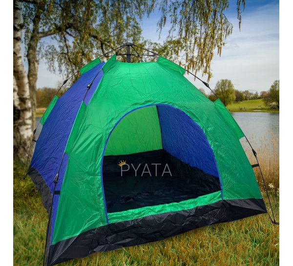 УЦЕНКА! Туристическая автоматическая палатка для кемпинга трехместная Синяя 2х1,5х1,35 м (509)