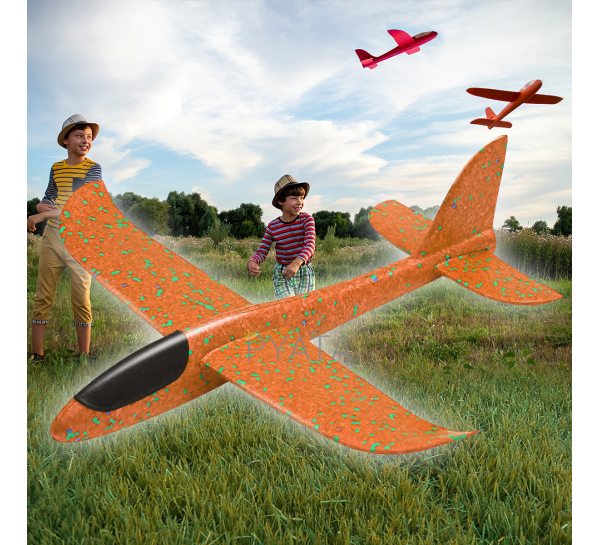Дитяча іграшка метальний плануючий літак Fly Plane 48 см Помаранчевий