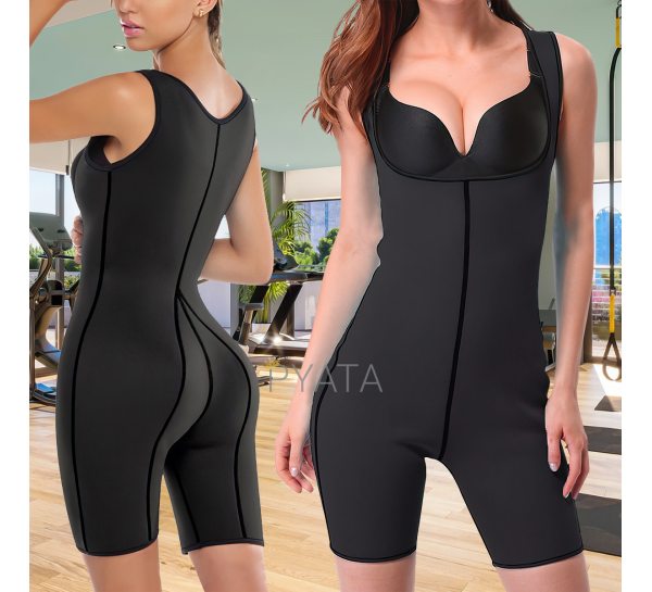 Жіночий стягуючий костюм для схуднення з ефектом сауни Body Shaper Чорний р XL
