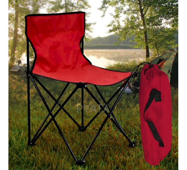 Раскладное кресло-паук стул для кемпинга и рыбалки без подлокотников в чехле Outdoor Standard Красное