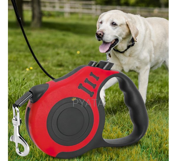 Автоматичний висувний повідець-рулетка для собак 5м Червоний (205)