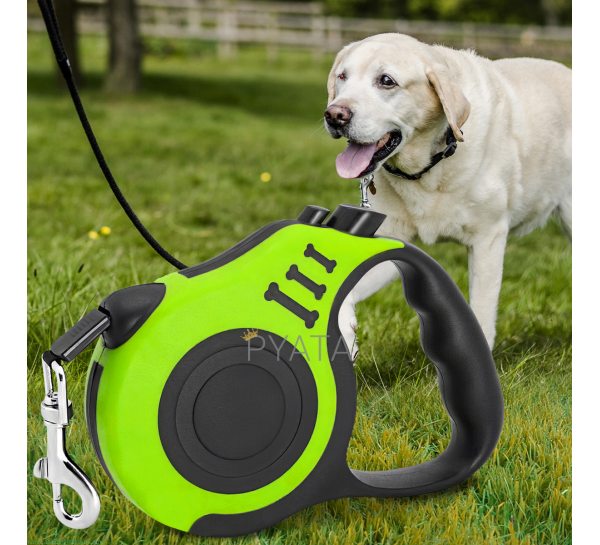 Автоматический выдвижной поводок-рулетка для собак 5м Зеленый (205)