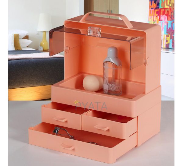 Акриловий настільний органайзер для косметики Cosmetic Storage Box LD GW 880 Рожевий (205)