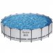 Каркасний сімейний круглий басейн з насосом, тентом-кришкою та сходами в комплекті BestWay "Steel Pro Max" 56462 23062 л (IGR24)
