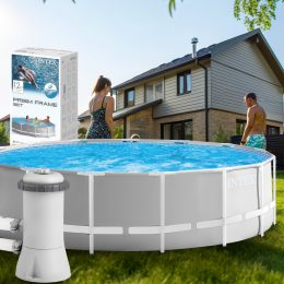 Круглий каркасний басейн фільтр-насос у комплекті Intex 26712 NP 6503 л (I24)  