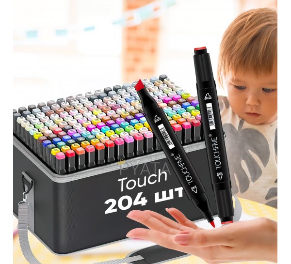 Набор оригинальных двусторонних маркеров Touch 204 штуки