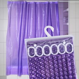 Силиконовая шторка для ванной и душа с 3д эффектом 180х180 см Фиолетовая
