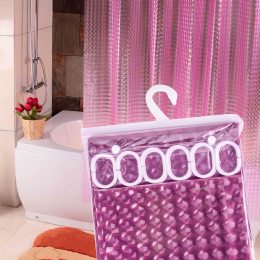 Силіконова шторка для ванної та душу з 3д ефектом 180х180 см Рожева
