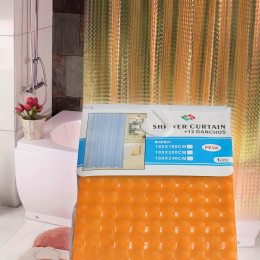 Силиконовая шторка для ванной и душа с 3д эффектом 180х180 см Оранжевая